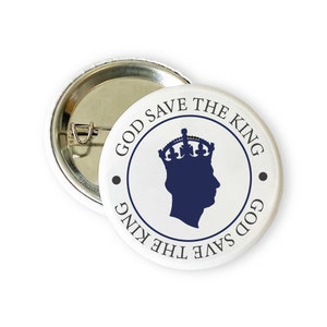 King Charles III Coronation Badge: God Save the King Pin (38mm)