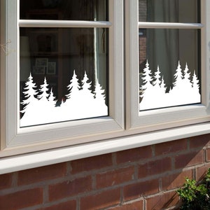 Woodland Window dressing static cling vinyl sticker, Novelty Holiday Festive design, Reusable Window sticker, Christmas Tree decoration