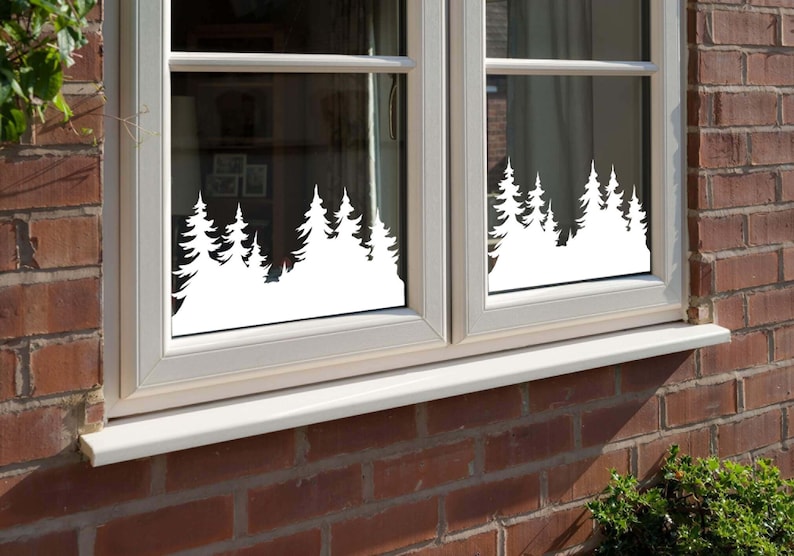 Woodland Christmas Window Cling Sticker Reusable Vinyl Festive