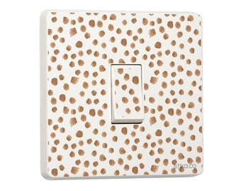 Pack of 2 Terracotta Dots Print Light Switch Sticker Vinyl Cover Skin, Single or Double