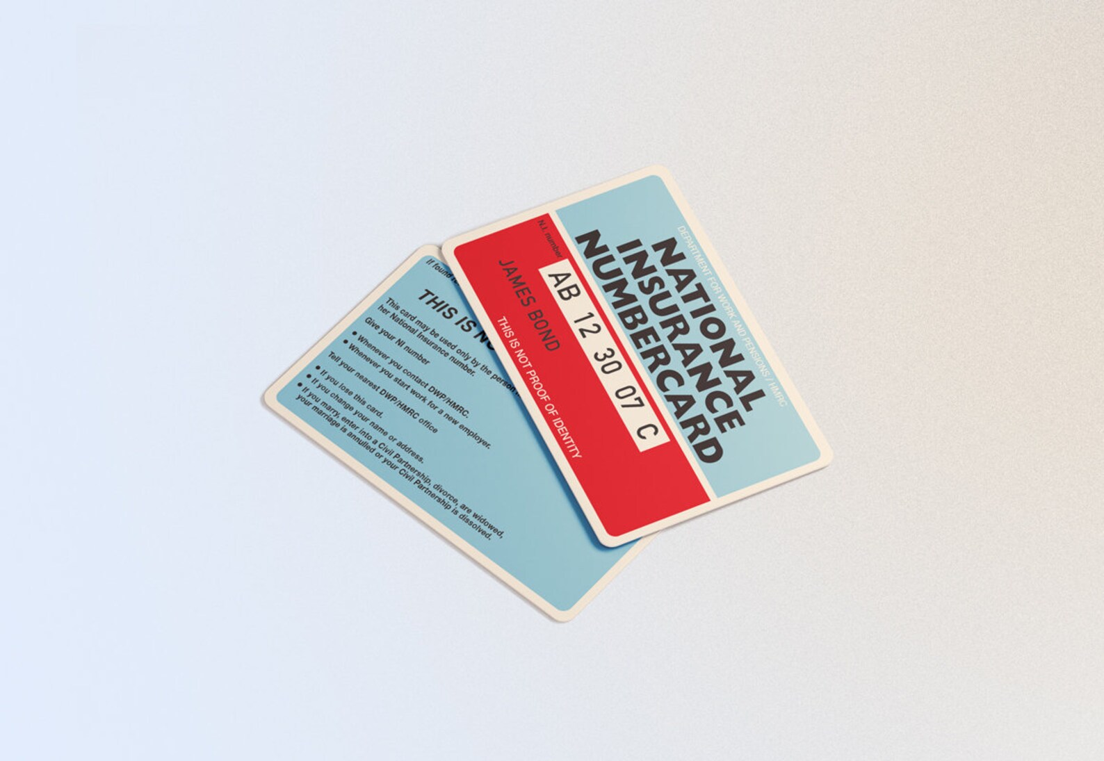 Custom Printed National Insurance Number Card Replacement Custom Printed National Insurance Number Card Replacement