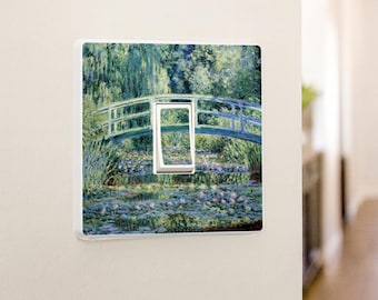 Claude Monet Water Lilies Light Switch Sticker – Set of 2 Single Switch Covers, Artistic Impressionist Home Decor Self-Adhesive Vinyl