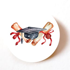 Set van 24, 72 of 240 papieren etiketten, afstudeerhoed, afstudeerstickers, klas van 2025, gefeliciteerd afgestudeerden
