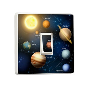 Exploring Galaxy Planets Design for Single Light Switch Cover Vinyl Sticker