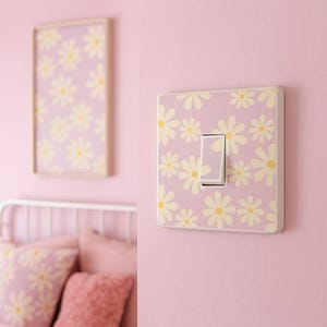 Set of 2 Purple Floral Print Light Switch & Socket Stickers – Single or Double