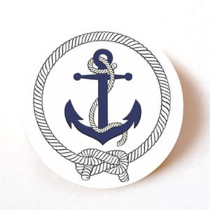 Paquete de 24, 72, 240 etiquetas de papel de cuerda y ancla azul marino, pegatinas adhesivas, pegatinas decorativas coloridas, pegatinas para manualidades