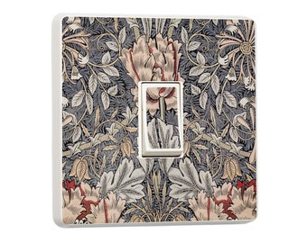 Pack of 2 William Morris art print, vintage Honeysuckle Art Design for Light Switch Stickers - Single, Double and 3-Way