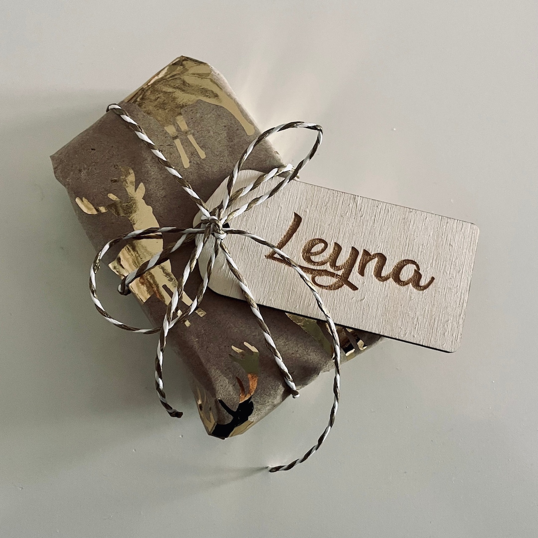 Personalised Wooden Christmas Stocking Tag Custom Engraved Ornament