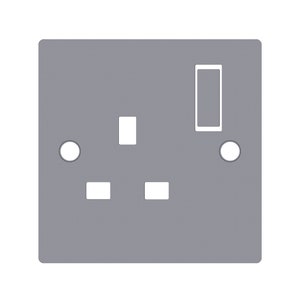 Pack 2 Plain Gloss Silver Vinyl Sticker Skin for Single or Double Power Socket