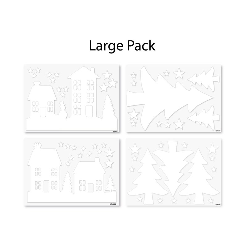 Christmas House & Tree Silhouette Window Cling Stickers Reusable Static