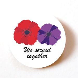 Stickers coquelicots rouges et violets - Étiquettes commémoratives de guerre animaux | 40 mm ronds du jour du Souvenir | Paquets de 24, 72 ou 240