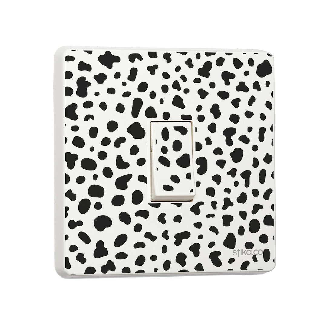 Dalmatian Print Light Switch Sticker: Black and White Spotty Cover (set ...