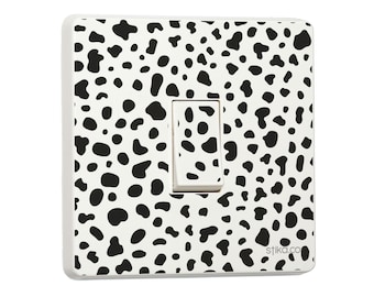 Pack of 2 Dalmatian animal print vinyl sticker, Black and White Spotty Cover, Animal Print for Single or Double Light Switch