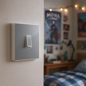 Juego de 2 cubiertas de vinilo plateado brillante para interruptor de luz