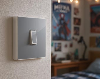 Set of 2 - Gloss Silver Vinyl Light Switch Cover Skin