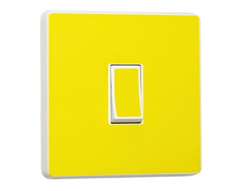 Pack 2 Plain Gloss Yellow Vinyl Sticker Skin for Single Light Switch Cover and/or Double Light