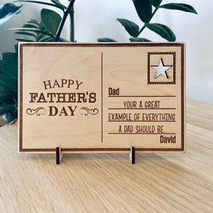 Postal feliz del día del padre, regalo personalizado, regalo de cumpleaños personalizado, regalo del día del padre, postal de madera grabada