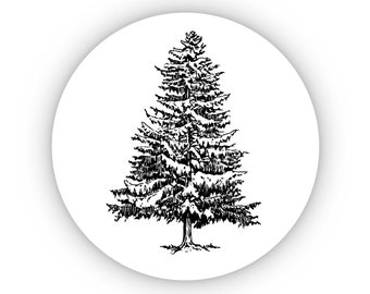 Pack of 24, 72, 240 Sketched Pine Tree stickers, paper labels, crafts stickers