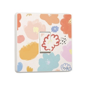 Set med 2 klistermärken med blommig ljusströmbrytare: Blommande blommor, vinylöverdrag