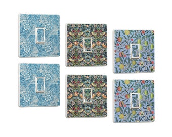 Set of 6 William Morris Light Switch Stickers - Vintage Designs Including Strawberry Thief, Marigold, Pomegranate