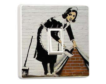 Banksy Maid Graffiti Artwork for Single Light Switch Sticker vinyl cover skin