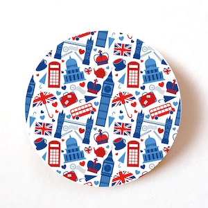 Pacote de 24, 72, 240 etiquetas de papel de marcos de Londres, Union Jack, adesivos de decoração de coroação do Rei Carlos III