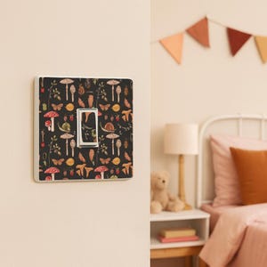Lot de 2 stickers interrupteur champignon automne - Jolies couvertures en vinyle pour chambre d'enfant, chambre de bébé et décoration d'intérieur