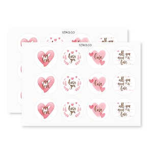 Paquete de 24, 72, 240 etiquetas de papel con forma de corazón rosa, pegatinas decorativas coloridas para San Valentín, regalos de boda o fiesta