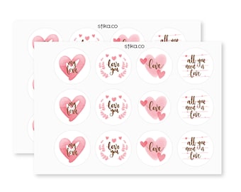 Pack of 24, 72, 240 Pink Heart paper labels, Valentine Adhesive Colourful Decorative Stickers for Valentine’s Day Wedding Party Favours