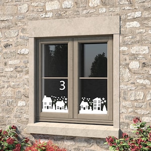 Christmas Advent Window Silhouettes - Reusable Static Cling Vinyl Stickers, Festive Houses & Trees, Holiday Window Decorations