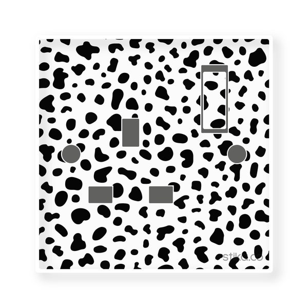 Pack 2 Adhesivos Vinilos Skin Dálmata, Animal Print para Toma de Corriente Simple o Doble