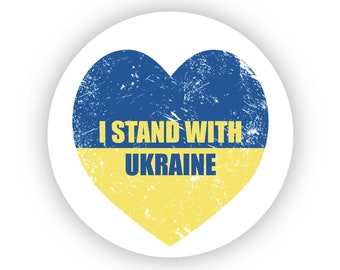 Pack of 24, 72, 240 I stand with Ukraine Heart paper labels, Adhesive Stickers Colourful Stickers, #unitedforukraine, United against war