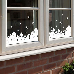 Scandinavian Houses, Scandi Window dressing static cling vinyl sticker, Novelty Festive design, Reusable Window stickers, Christmas windows