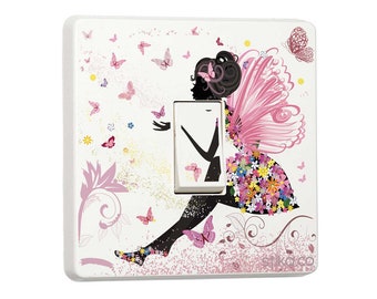 Fairy Princess Pink Design for Single Light Switch Cover self-adhesive Vinyl sticker