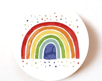 Pack of 24, 72, 240 Watercolour Rainbow paper labels, Adhesive Stickers Colourful Decorative Stickers, Craft Stickers