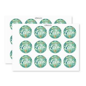 Confezione da 24, 72, 240 etichette di carta verde "Happy Easter", adesivi adesivi decorativi colorati per Pasqua, adesivi artigianali