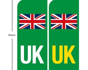 SkinoEu® 2 x Vinyl GB Badge Car Number Plate Self-adhesive Stickers Union Jack UK Decals QV 1