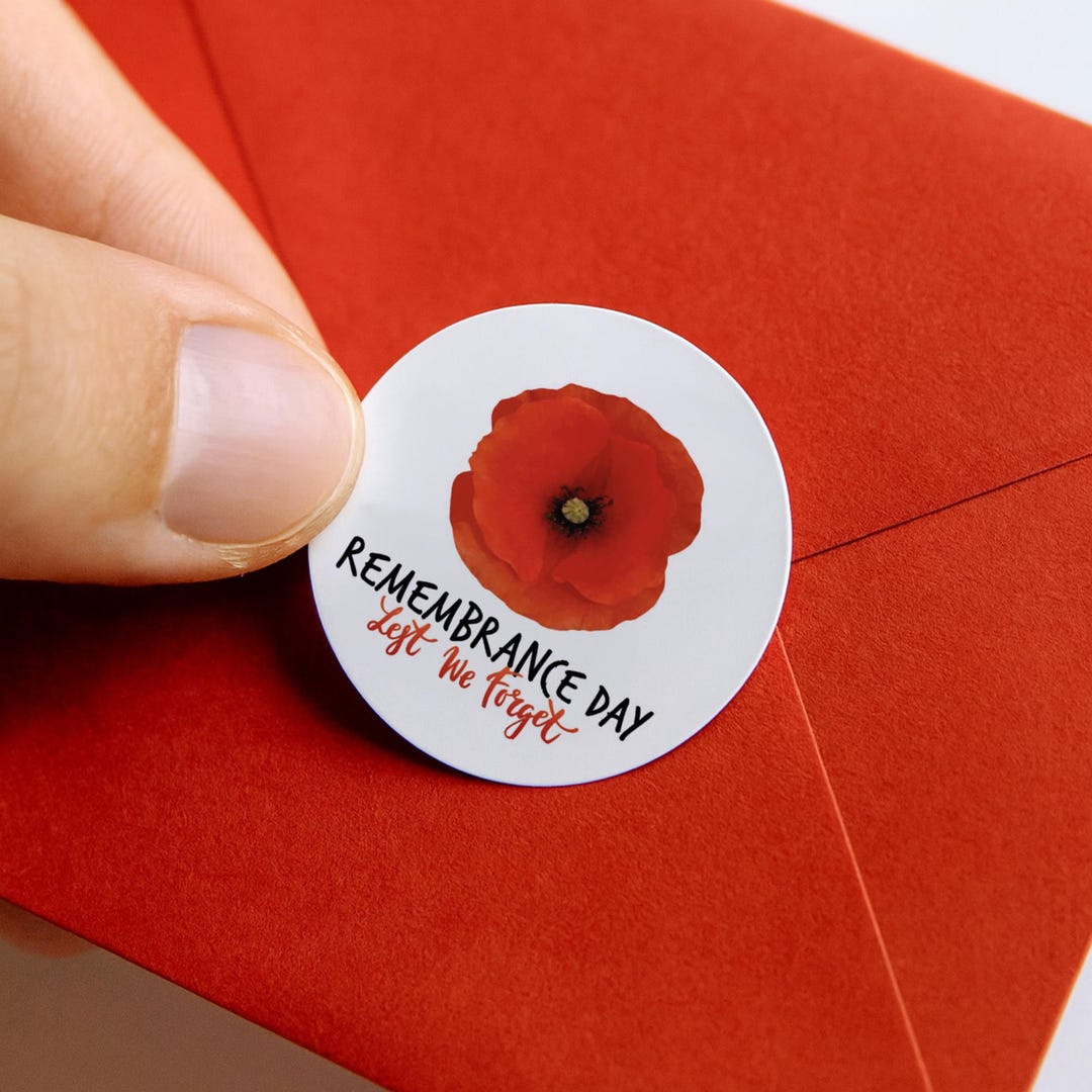 Remember Red Sticker Red Poppy Stickers: Remembrance Day Labels, 40mm Round Stickers - Etsy