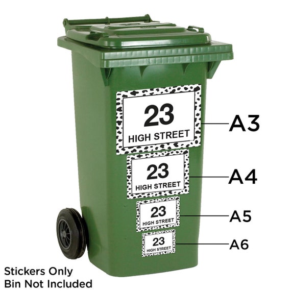 Wheelie Bin Numbers Stickers Personalised Custom Street Number 4 Pack