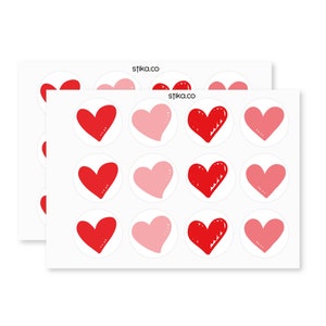 Paquete de 24, 72, 240 etiquetas de papel con corazones rojos y rosas, pegatinas decorativas adhesivas de San Valentín para regalos de fiesta de bodas del día de San Valentín