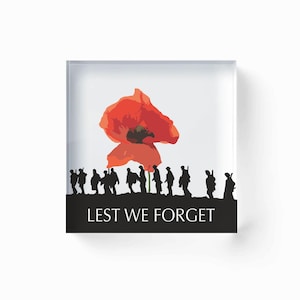 Remembrance Day, Lest We Forget, Acrylic Block | Memorial Ornament for Fallen Soldiers | Armistice Day, Anzac Day Tribute