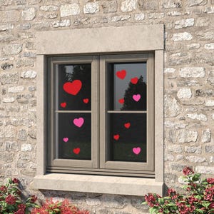 Vinyl hartstickers Valentijnsdag - set van 22 zelfklevende harten voor knutselen en decoraties (A5, A4, A3) Rood, roze, wit, geel