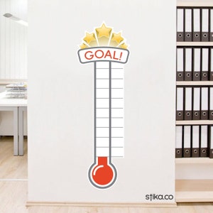 Large Fundraiser Goal Thermometer Matt self-adhesive Vinyl Sticker, Office Wall Sticker, Charity Target Chart, Fundraising Ideas Goal