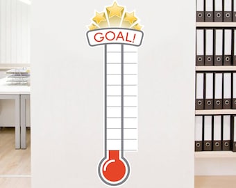 Fundraiser Thermometer Chart: Reusable Goal Tracker, Dry Erase Vinyl