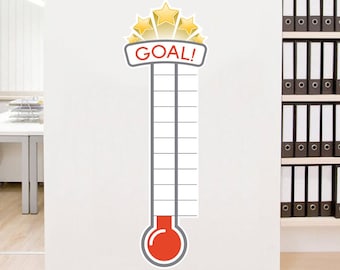 Large Fundraiser Goal Thermometer Matt self-adhesive Vinyl Sticker, Office Wall Sticker, Charity Target Chart, Fundraising Ideas