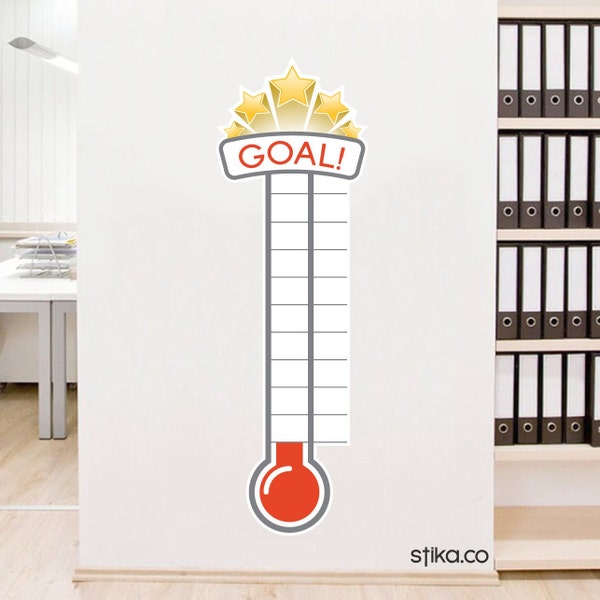 Grand thermomètre pour objectif de collecte de fonds, autocollant en vinyle mat auto-adhésif, autocollant mural de bureau, tableau d'objectifs caritatifs, idées de collecte de fonds