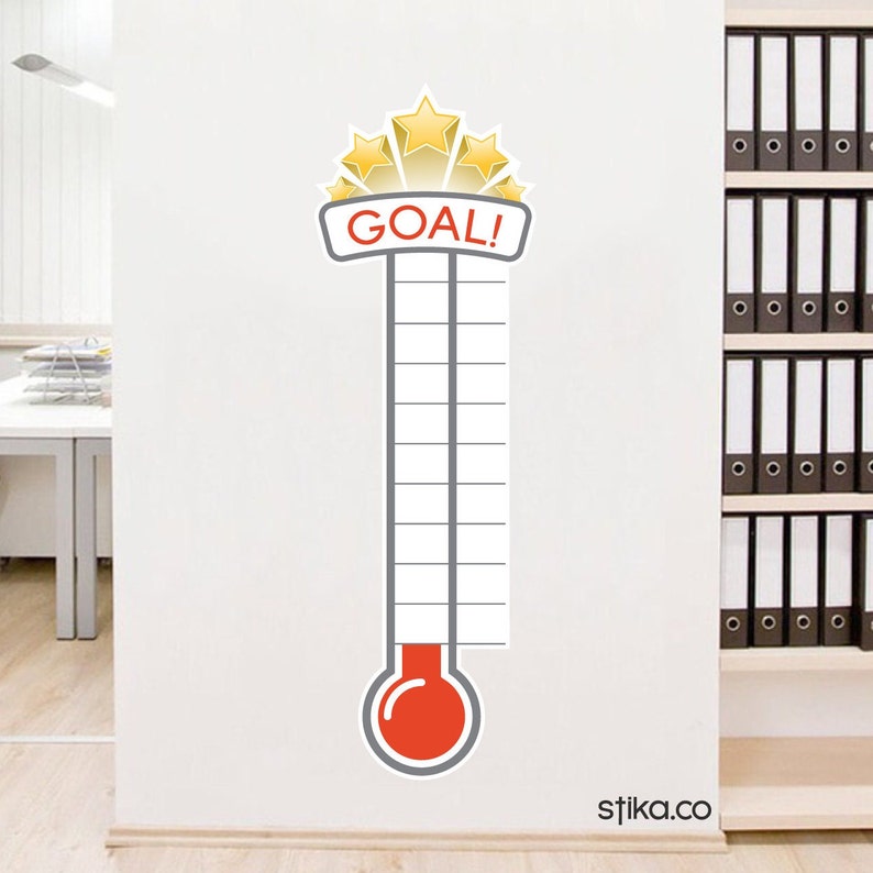 Großes Fundraiser Ziel Thermometer Matt selbstklebender Vinyl Aufkleber, Büro Wandaufkleber, Charity Target Chart, Fund Rarität Ideen Goal