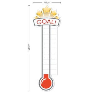 Large Fundraiser Goal Thermometer Matt self-adhesive Vinyl Sticker, Office Wall Sticker, Charity Target Chart, Fundraising Ideas image 2