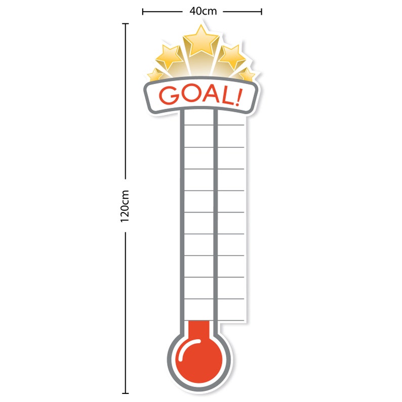 Large Fundraiser Goal Thermometer Matt self-adhesive Vinyl Sticker, Office Wall Sticker, Charity Target Chart, Fundraising Ideas image 2