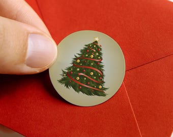 Christmas Tree Stickers: Holiday Card & Envelope Decoration